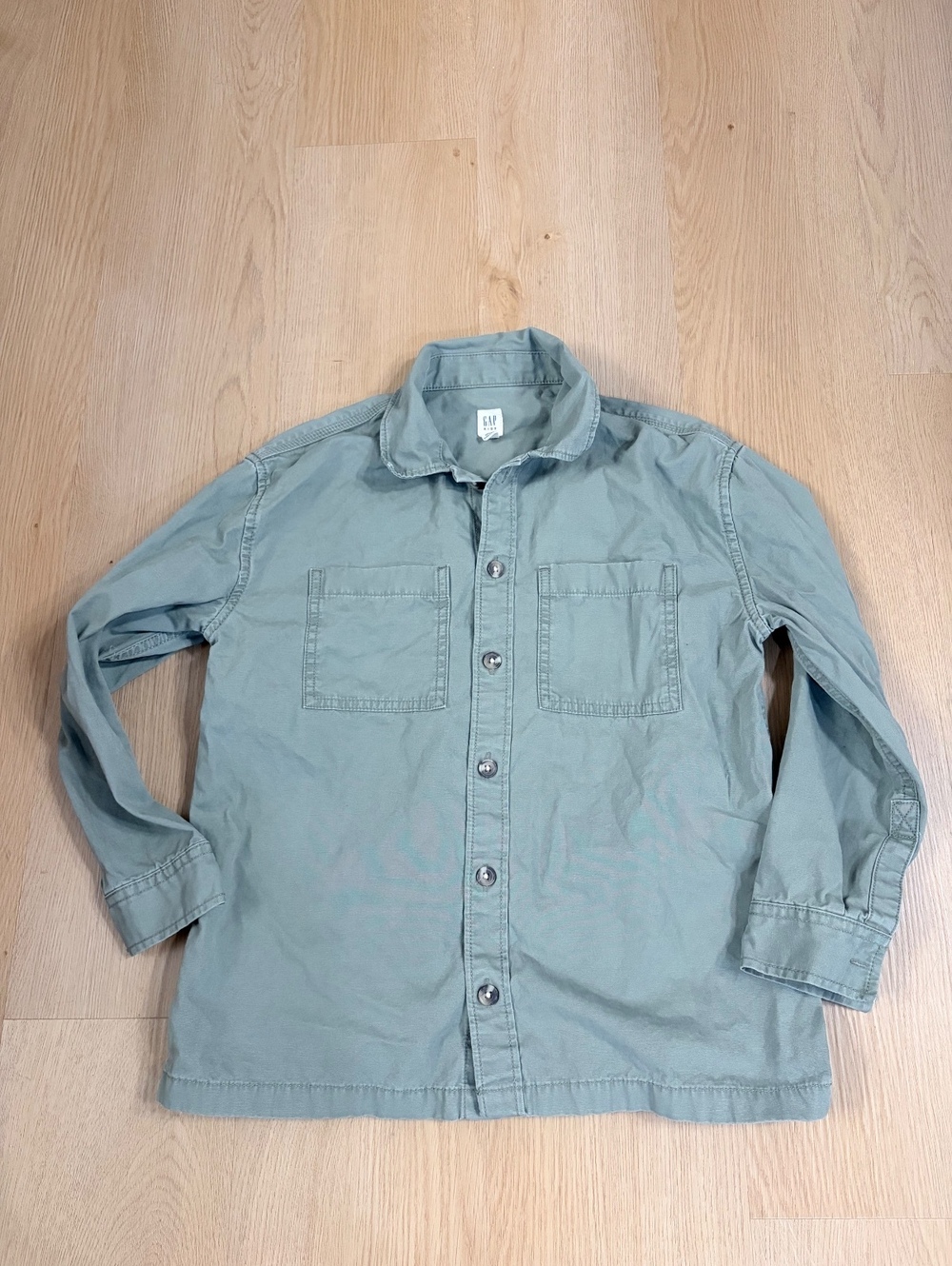 Boys Gap Kids Utility Shirt Jacket Sage Green Youth Size L (10)